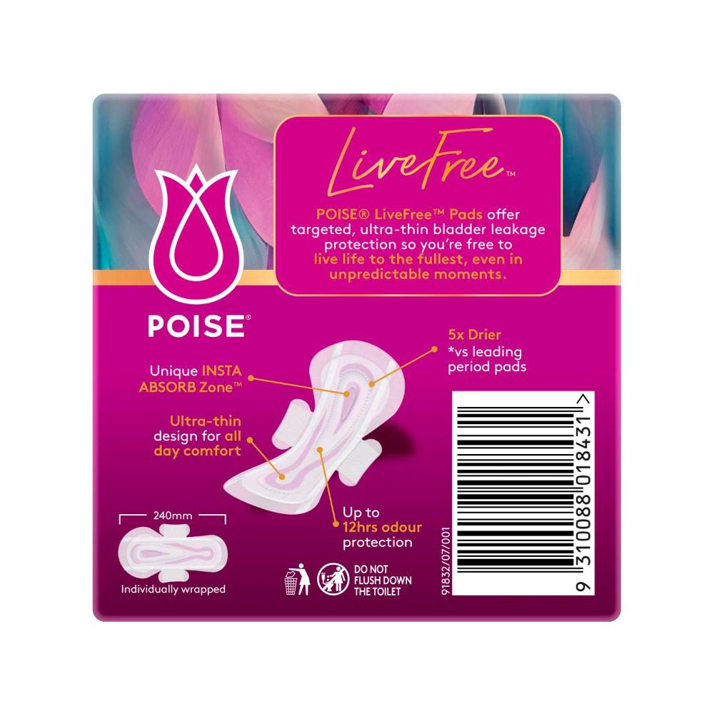 Poise Live Free Pads Regular With Wings - 14 Pack