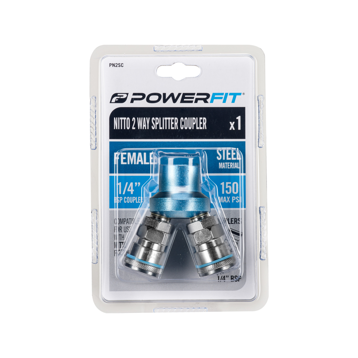 Powerfit Nitto 2-Way Splitter Coupler - 1/4" BSP - 150PSI