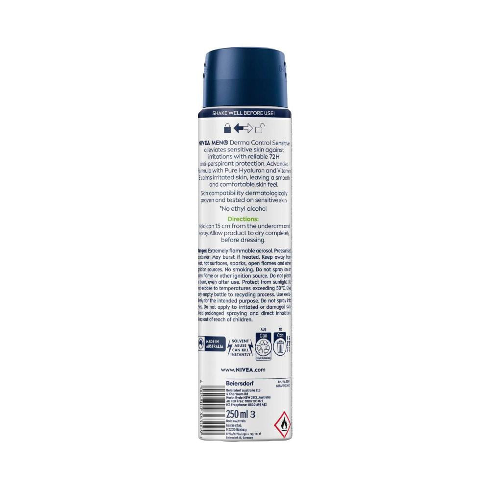 Nivea Men Aerosol Deodorant Derma Control Sensitive - 250mL