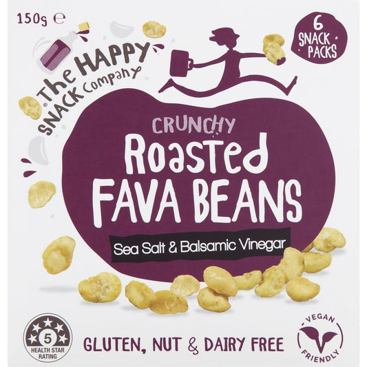 The Happy Snack Company Roasted Fava Beans Sea Salt and Balsamic Vinegar 6 pack