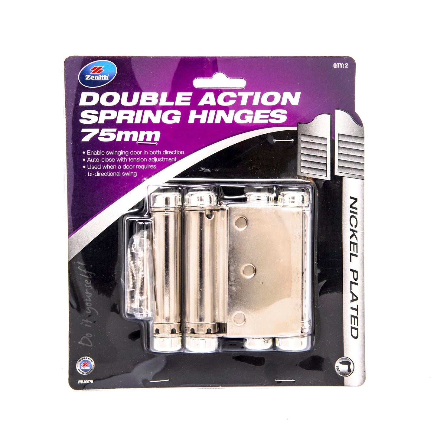 Zenith Double Action Spring Hinge - 75 x 82.5mm - 2 Pack