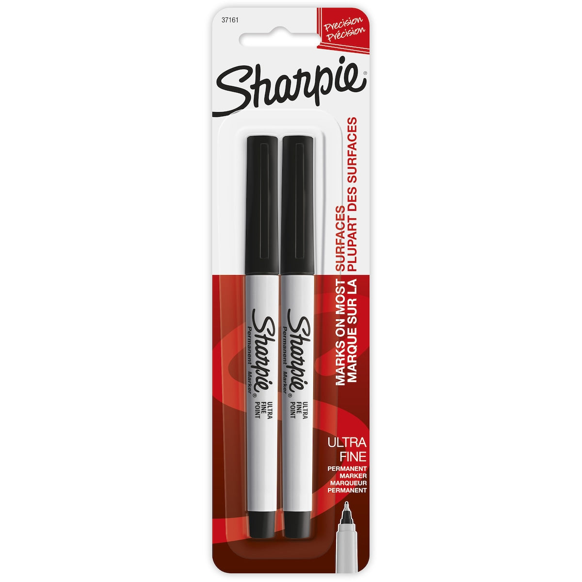 Sharpie Permanent Marker Pens Ultra Fine, Black 2 Pack