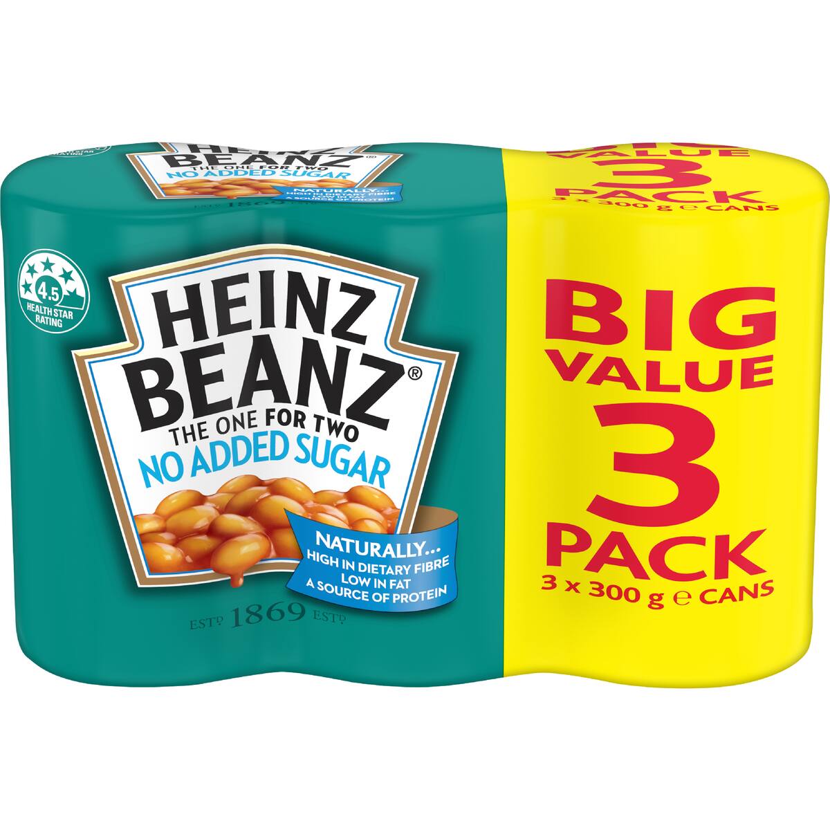 Heinz Baked Beans In Tomato Sauce Canned No Added Sugar 300g X 3 Pack