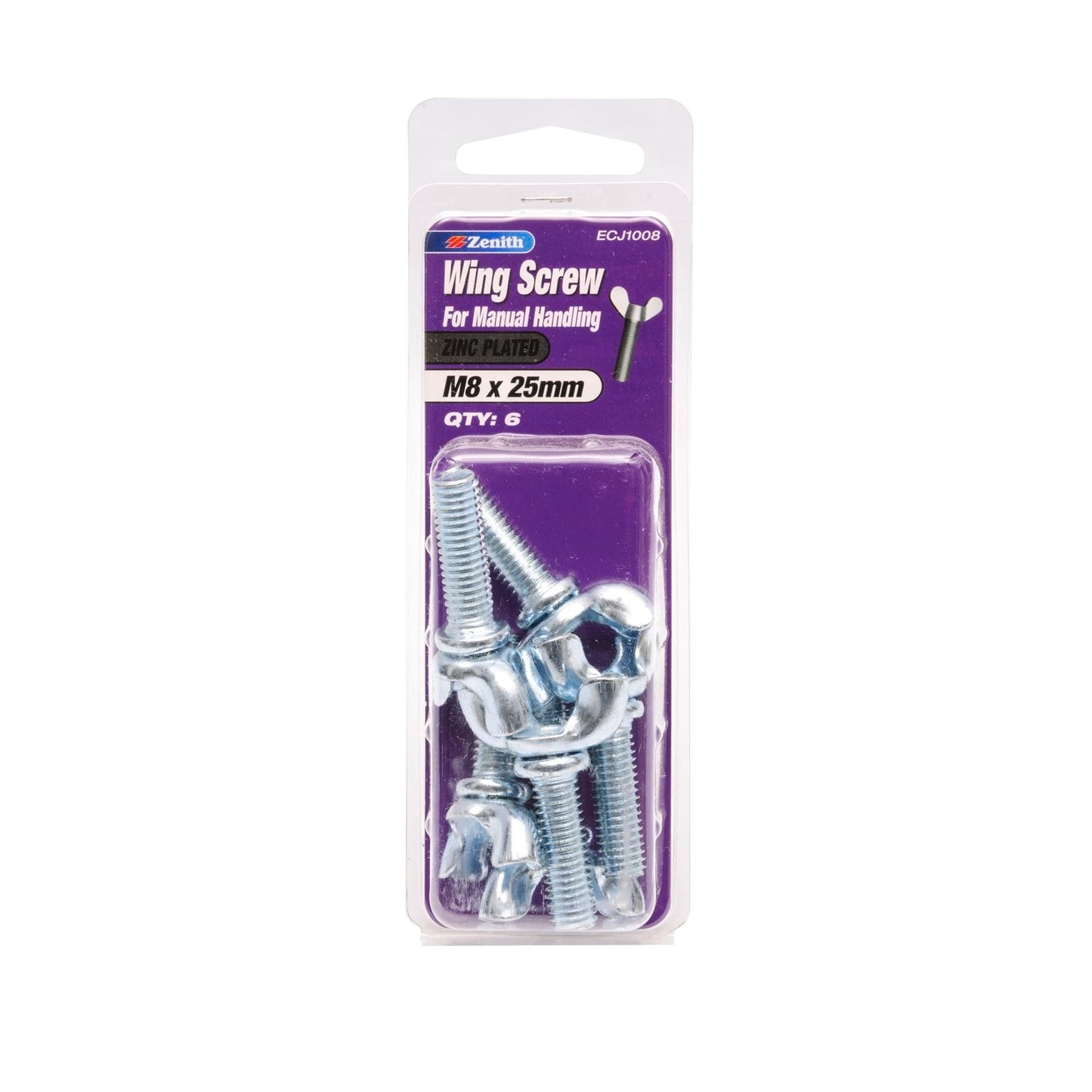 Zenith Zinc Plated Wing Screw - M8 x 25mm - 6 Pack