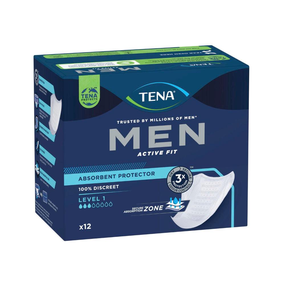 Tena For Men Pouches Level 1 Absorb Protector Incontinence Pads - 12 pack