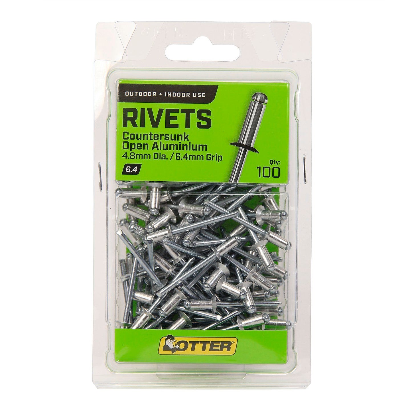 Otter Countersunk Aluminium Rivets - 4 x 6mm - 100 Pack