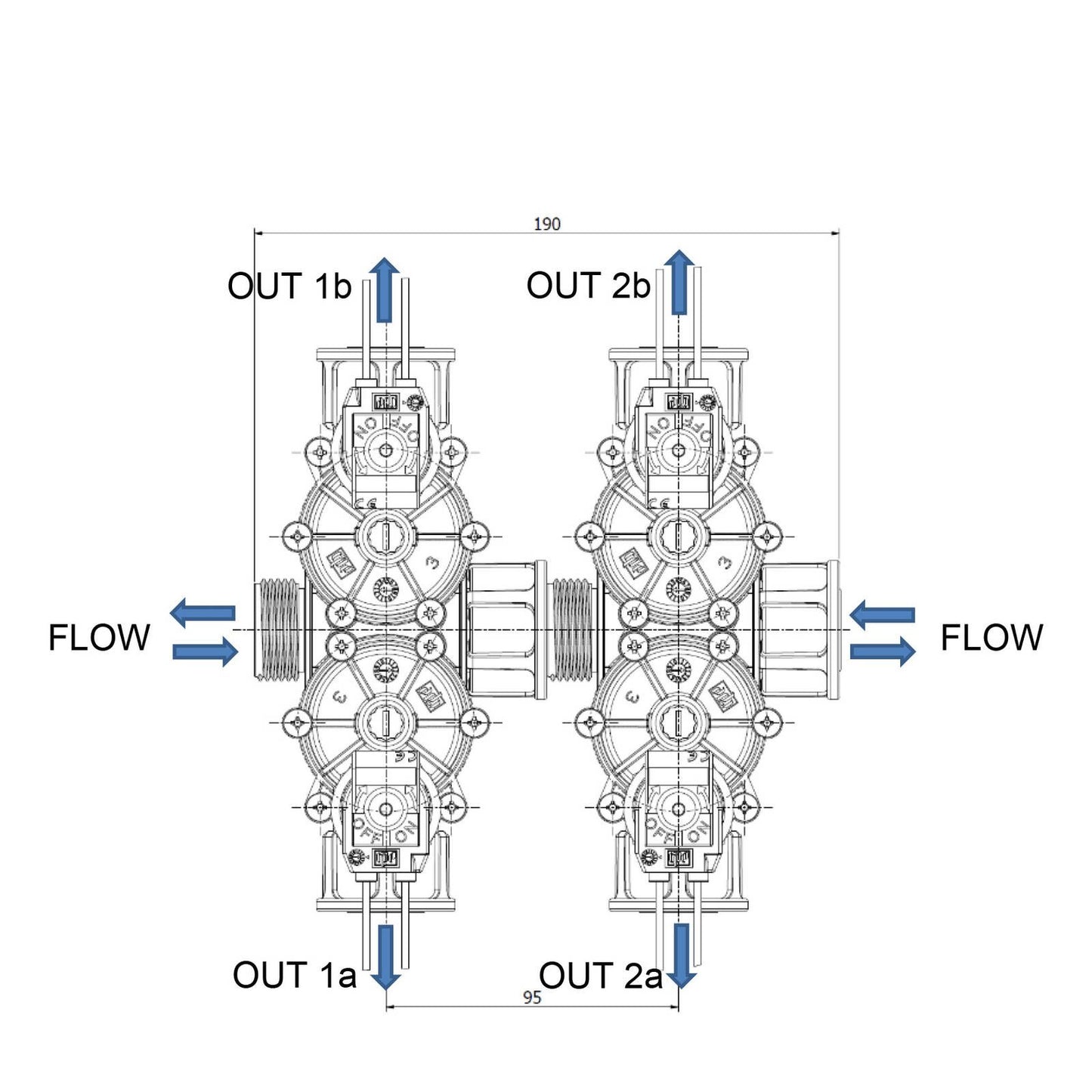 K Rain 25mm Dual Outlet Modular Solenoid Valve - 175LPM Flow Rate