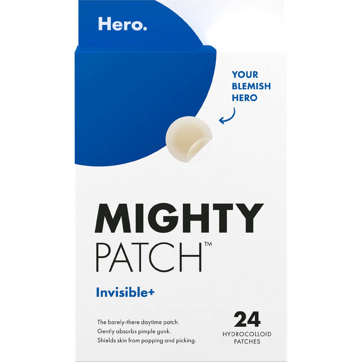 Hero. Mighty Patch Invisible+ Hydrocolloid Patches 24 Pack