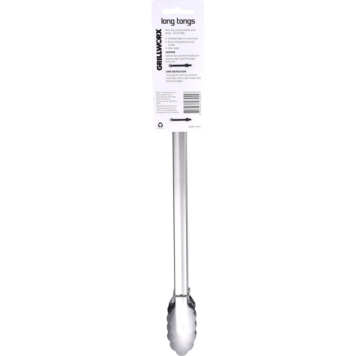 Grillworx Long Tongs 40cm Each