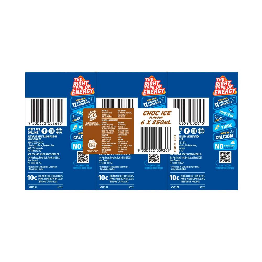 Sanitarium Up&go Cereal Choc Ice 6x250ml - 1.5L