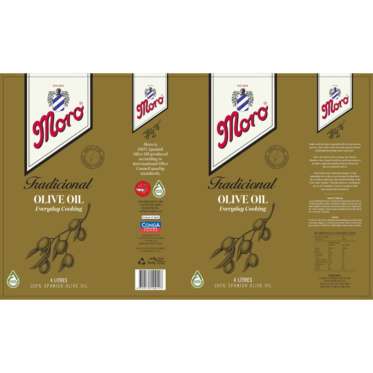 Moro Tradicional Mild Taste Olive Oil 4l