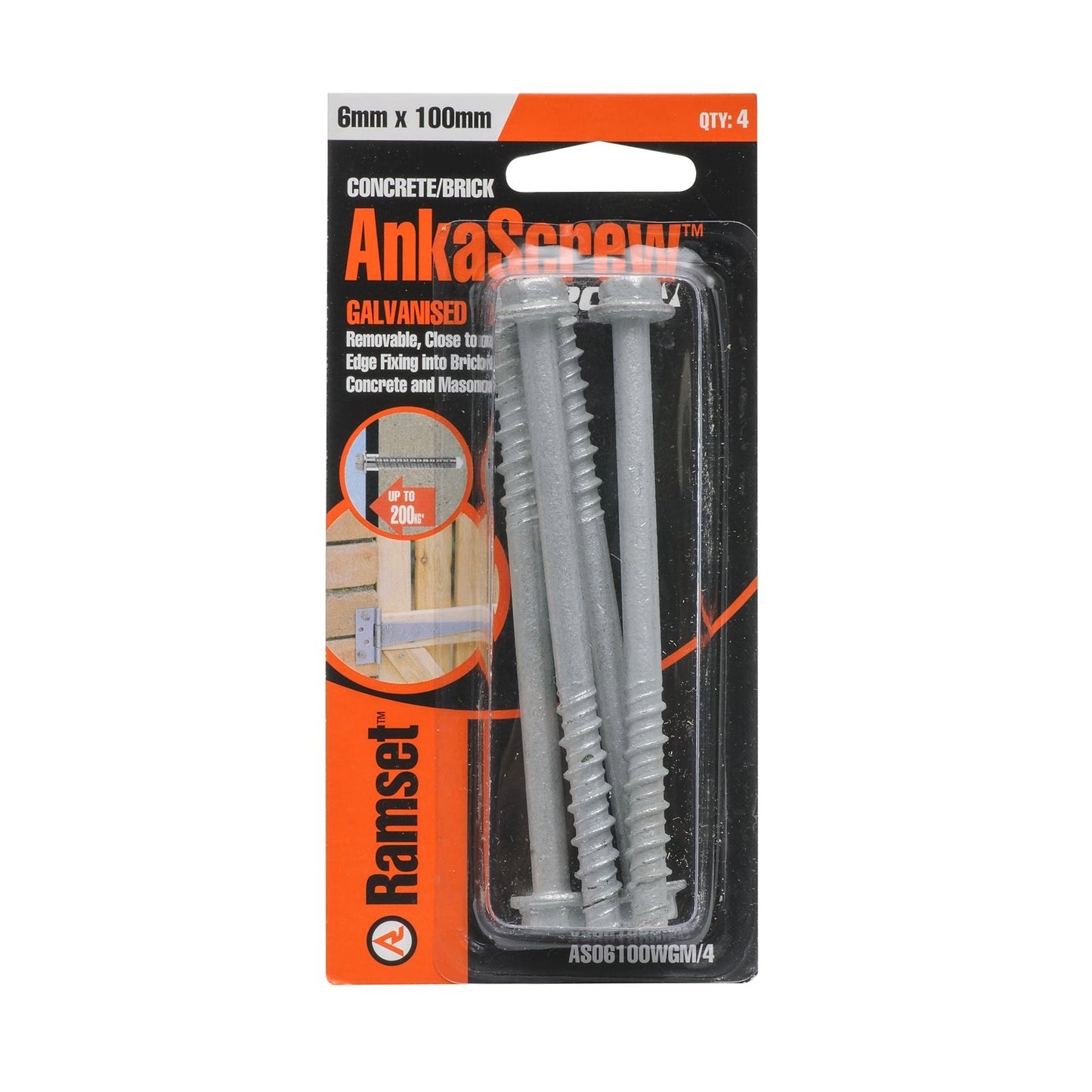 Ramset Ankascrew - 6 x 100mm - 4 Pack