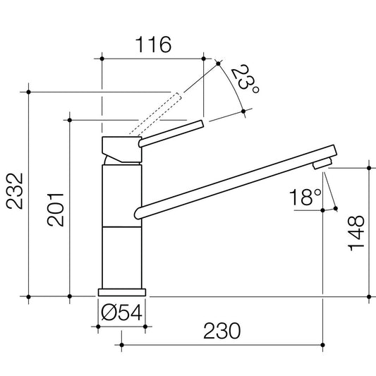 Dorf Chrome Lead Free Villa Sink Mixer - 50 x 201 x 230mm