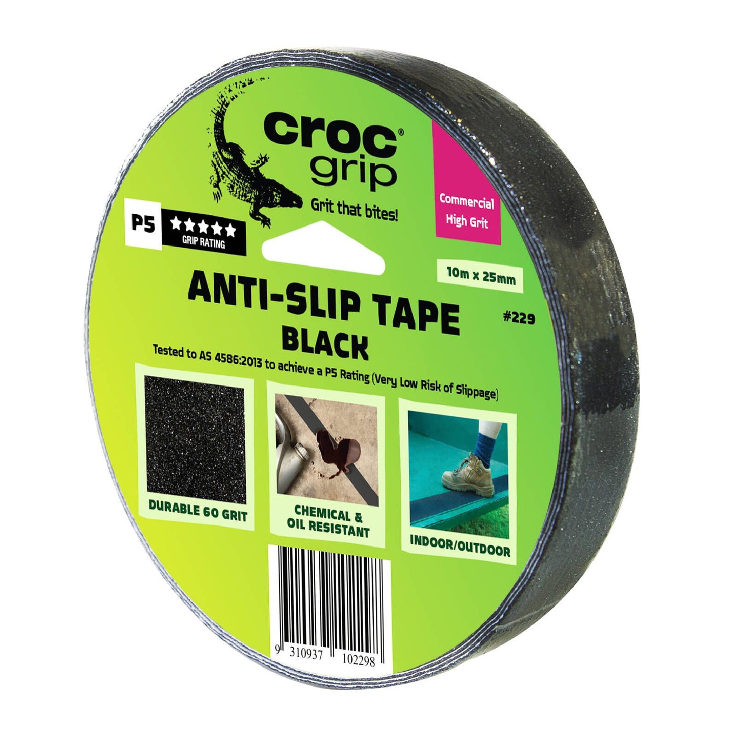 Croc Grip Anti Slip Tape - 10m x 25mm - Black