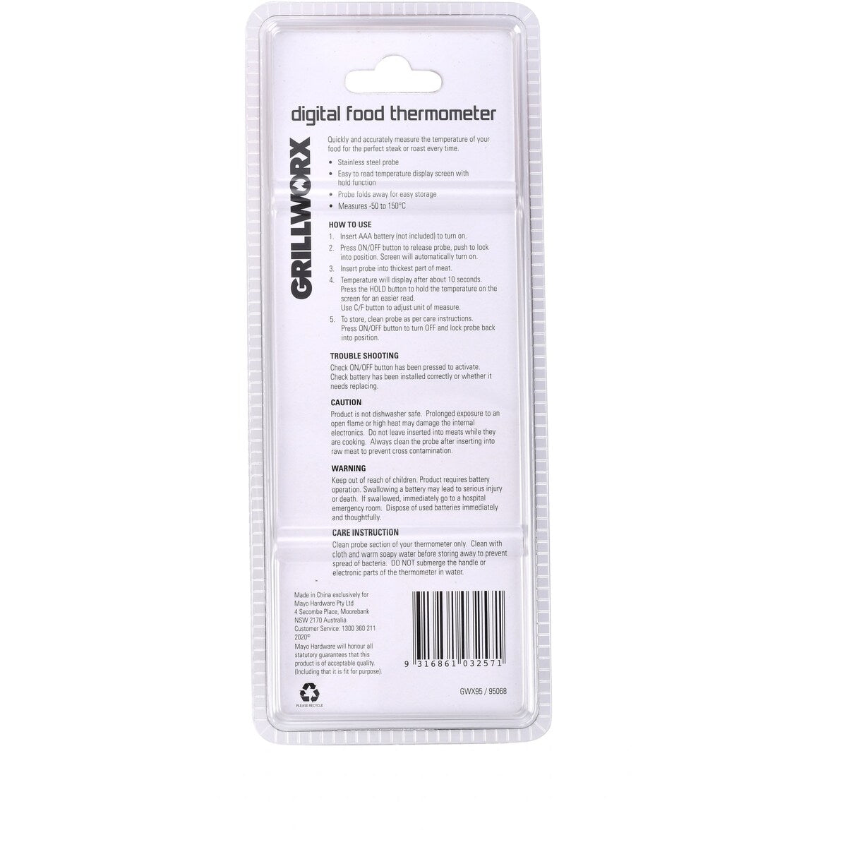 Grillworx Digital Food Thermometer Each