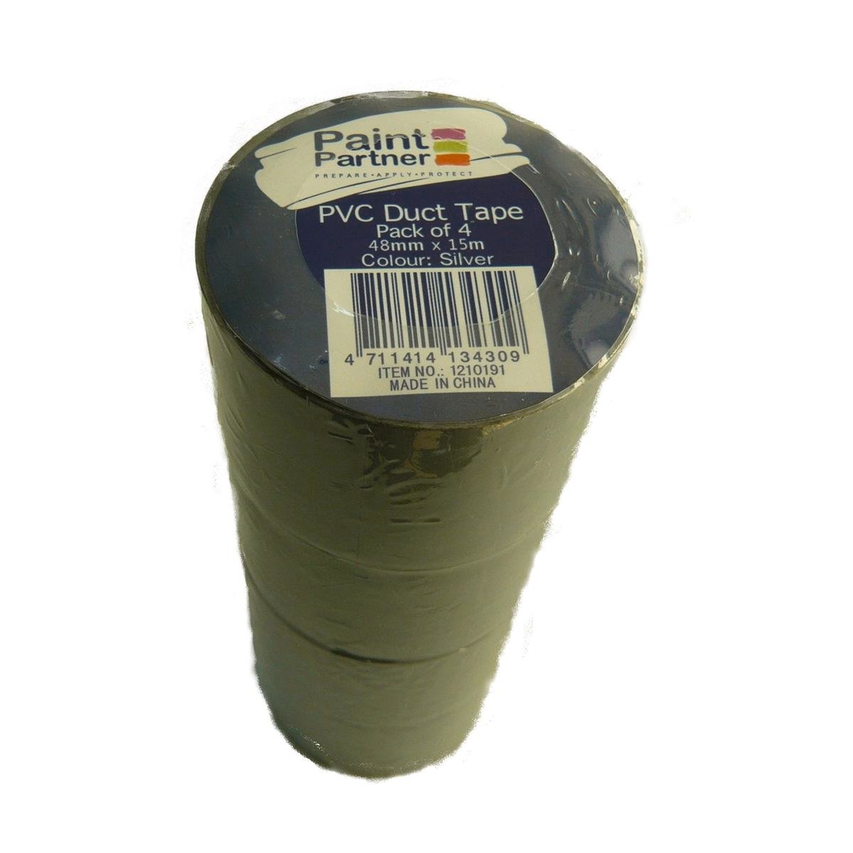 Paint Partner Silver Duct Tape 48mm x 15m PVC 4 Pack Moisture Resistant