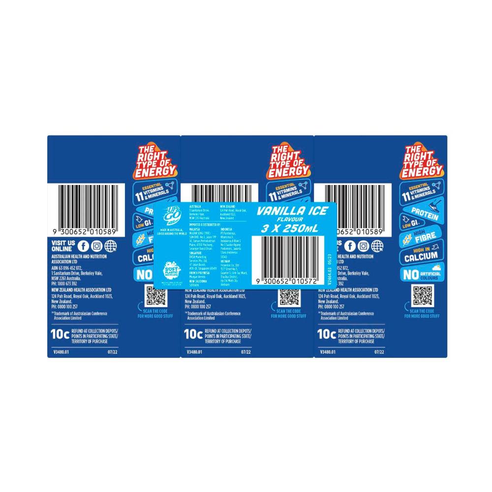 UP&GO Liquid Breakfast Vanilla Ice 3x250ml - 750mL