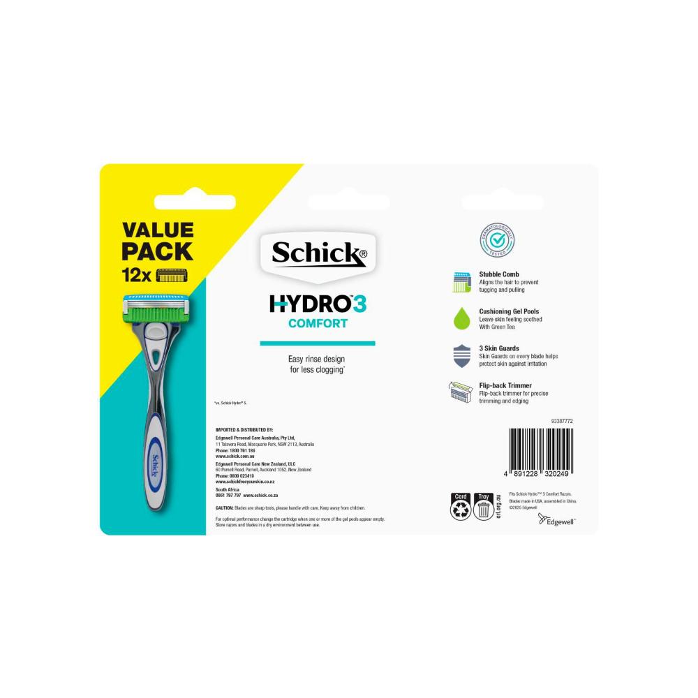 Schick Hydro 3 Comfort Razors Value Pack - 12 Pack