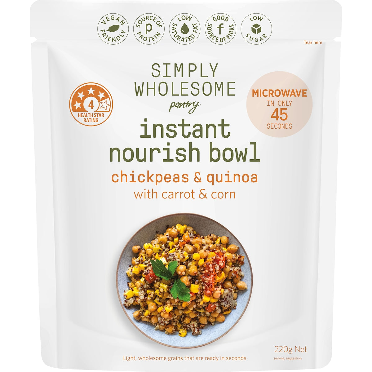 Simply Wholesome Pantry Instant Nourish Bowl Chickpeas & Quinoa 220g