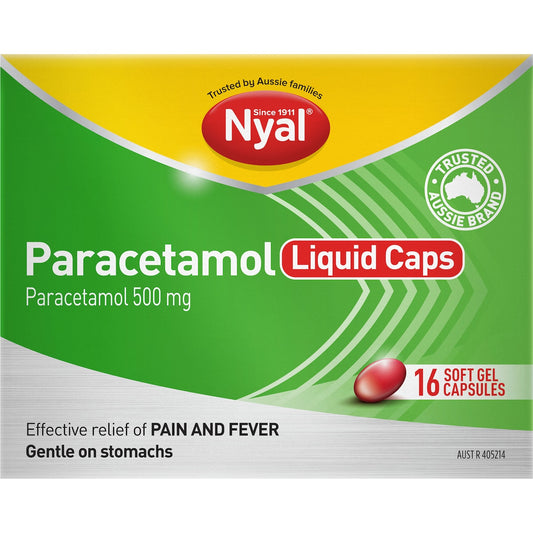 Nyal Paracetamol 500mg Liquid Caps 16 Pack