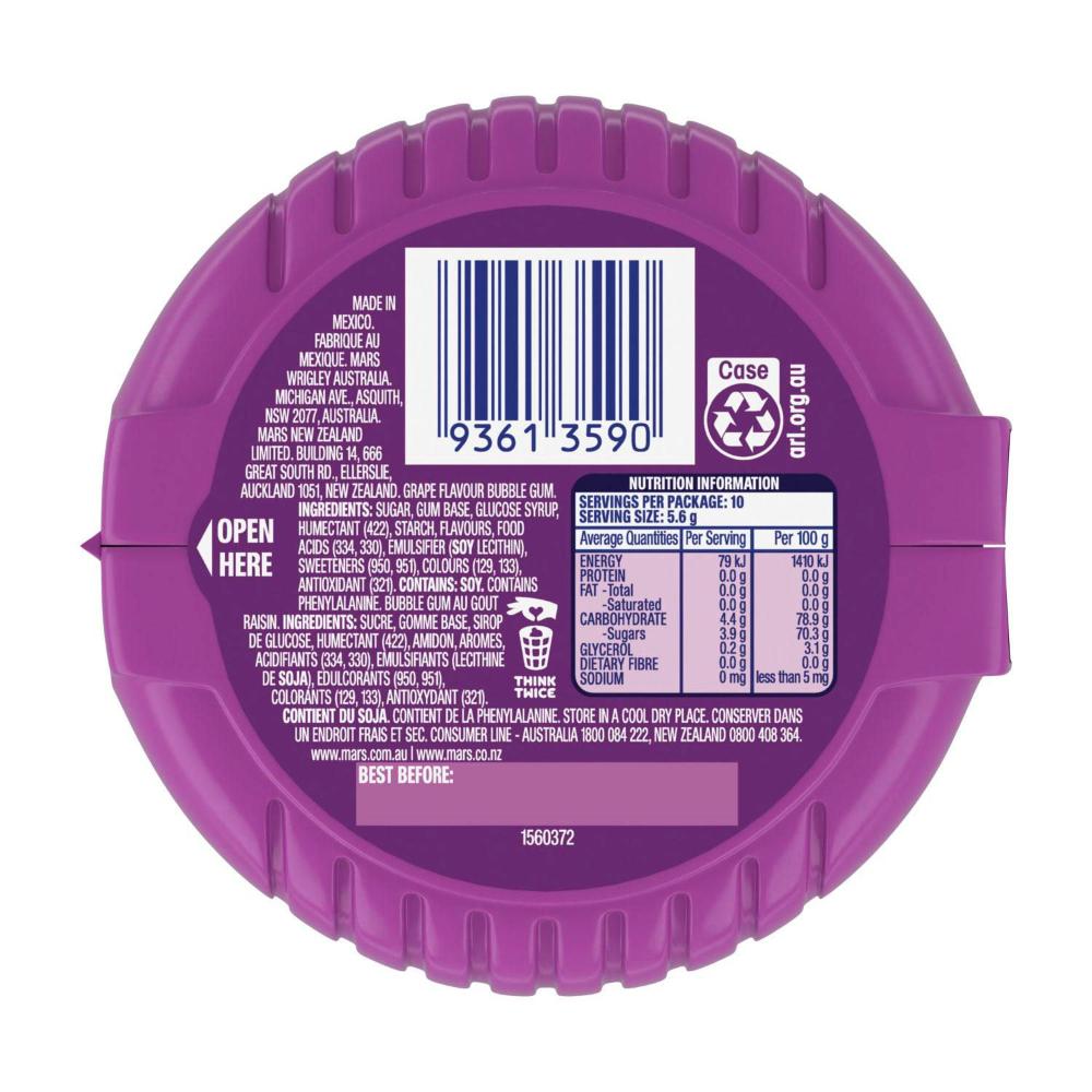 Hubba Bubba Groovy Grape Bubble Gum 180cm - 56g