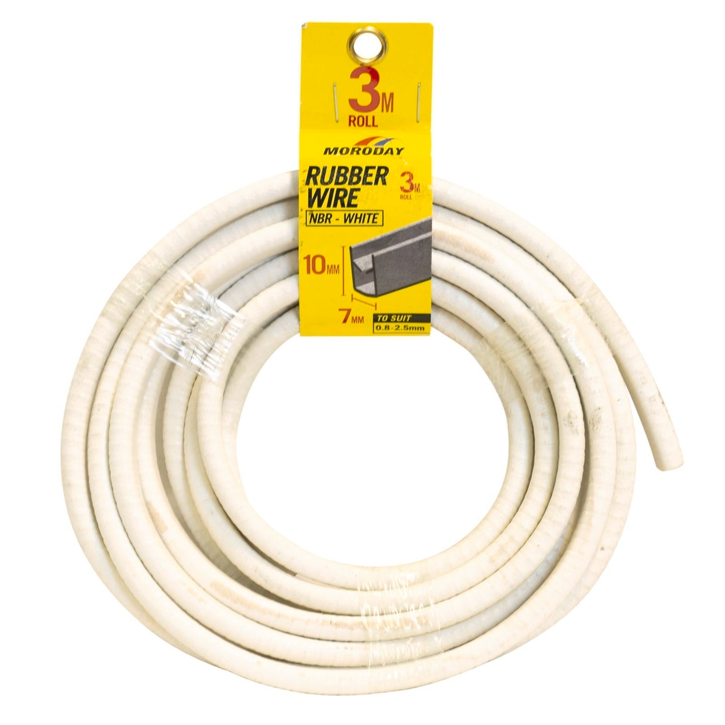 Moroday White U Channel Rubber Wire - 7x10mm - 3m
