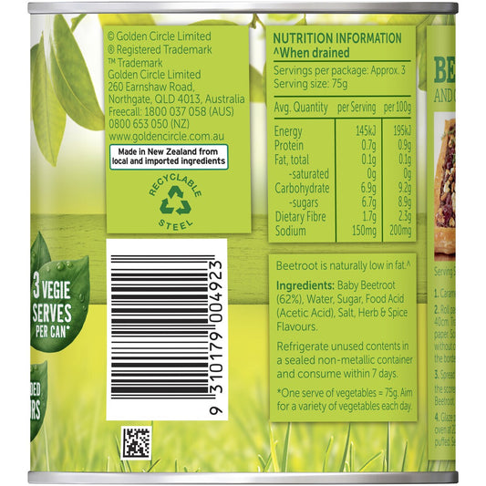 Golden Circle Canned Vegetables Baby Beetroot Cans 450g