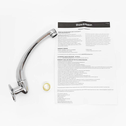 Shaw Mason Chrome Swivel Wall Cast Sink Spout - 200mm - 9L/min