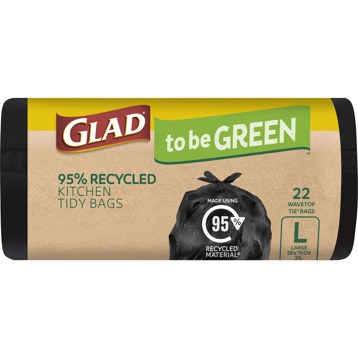 Glad 95% Recycled Kitchen Tidy Bags Large 22 pack
