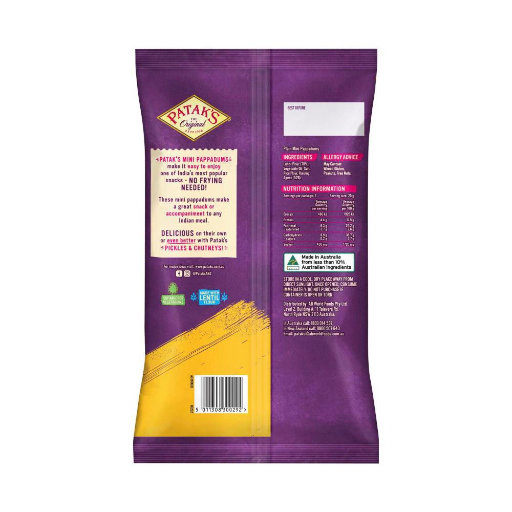 Patak's Plain Mini Pappadums - 75g