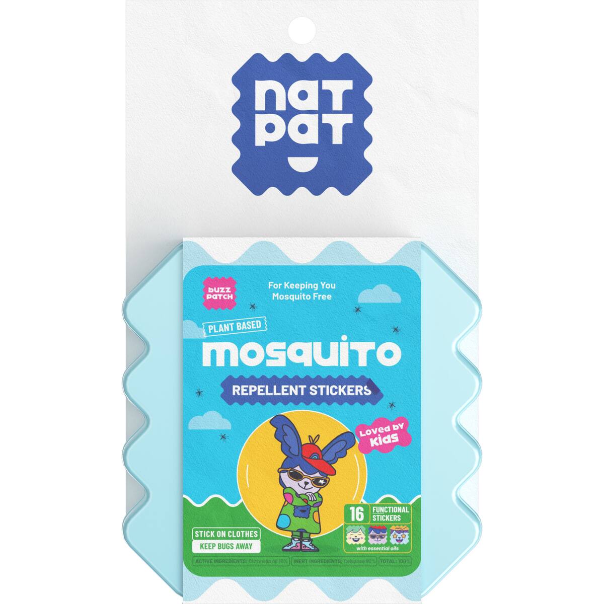 Natpat Buzz Patch Mosquito Repellent Sticker Patches 16 Pack