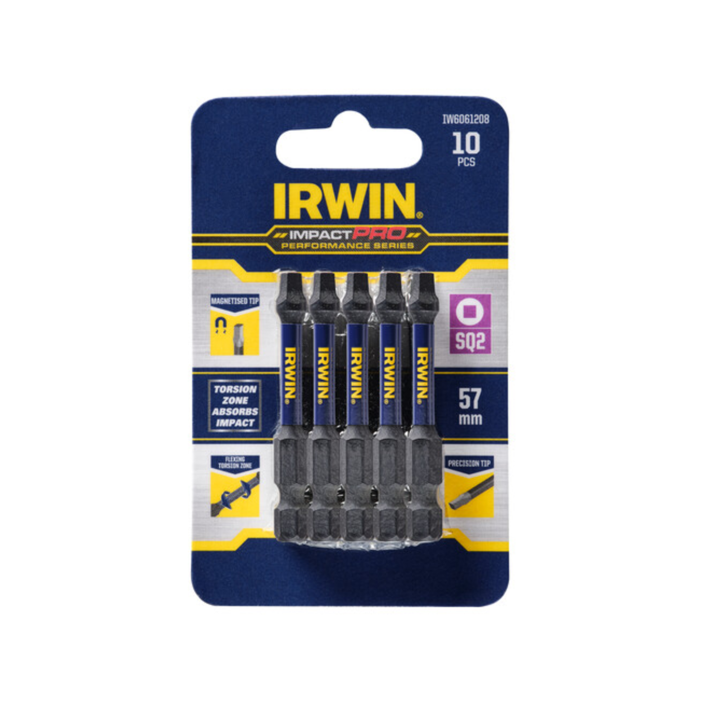 Irwin Impact Pro Performance Bits 57mm SQ2 10 Pack
