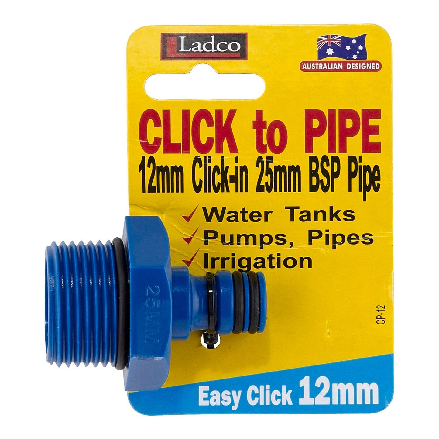 Ladco Click to Pipe Adapter - 12 x 25mm