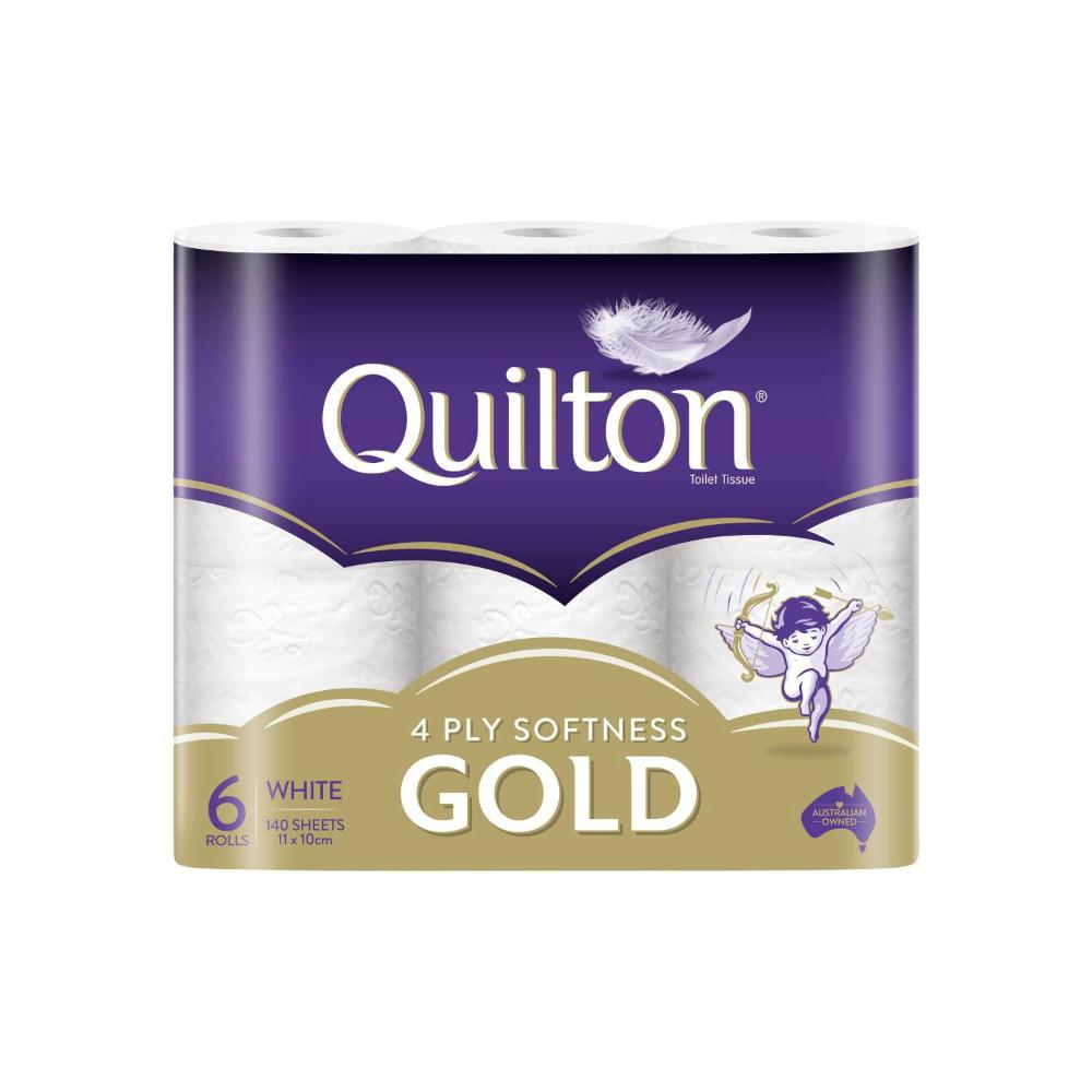 Quilton 4 Ply White Gold Toilet Paper - 6 pack