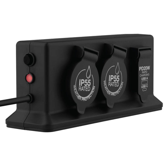 Arlec 1.8m IP55 4 Outlet Weatherproof Powerboard Dark Grey