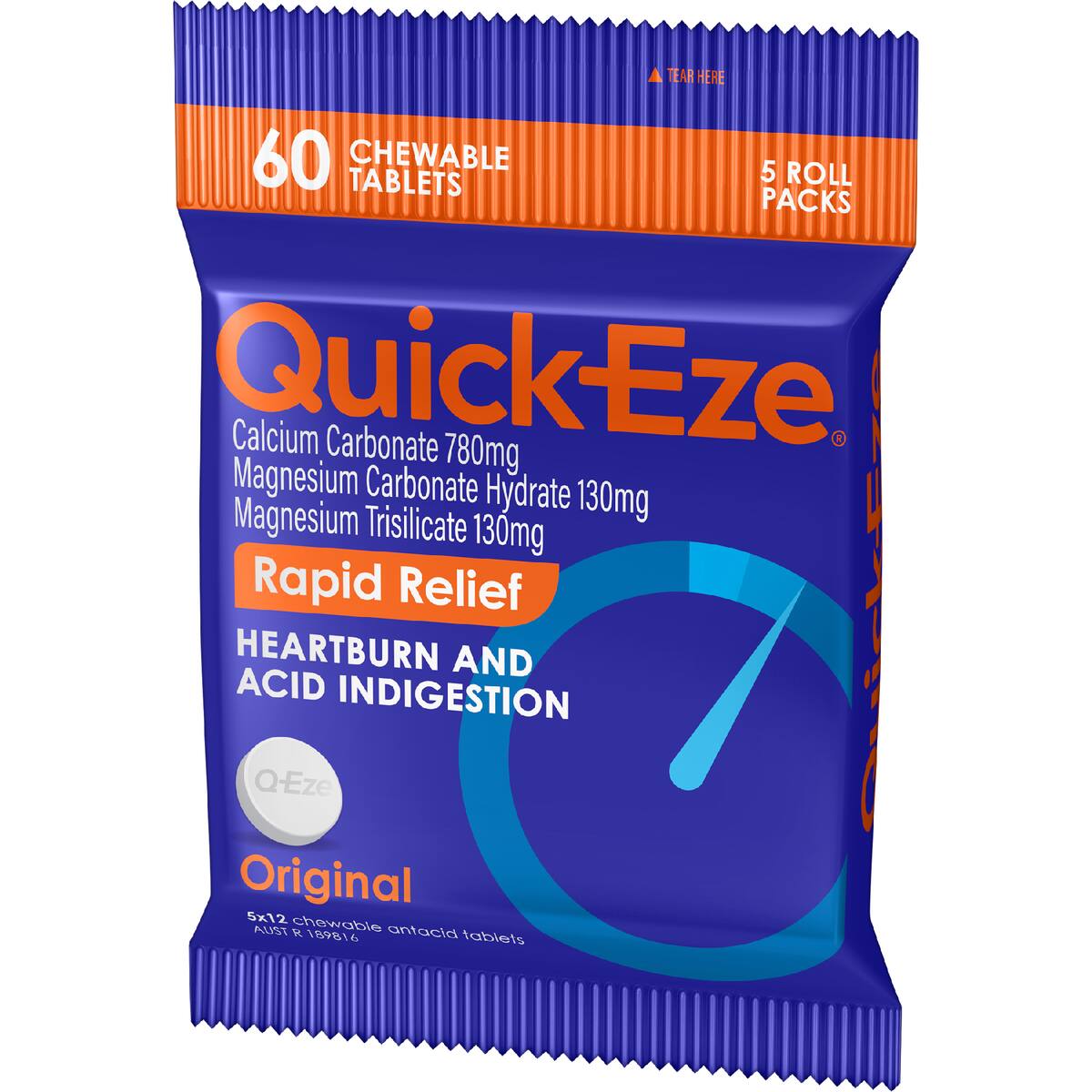 Quick-eze Heartburn & Indigestion Relief Original 60 Pack