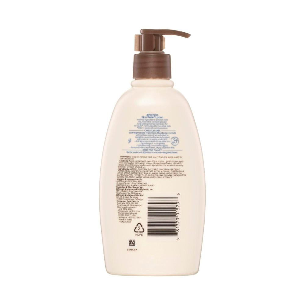 Aveeno Skin Relief Fragrance Free Body Lotion Shea Butter 72-hour Intense Hydration Soothe Dry Itchy Sensitive Skin - 354mL