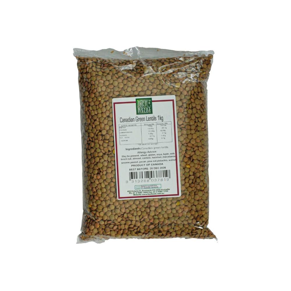 Royal Fields Canadian Green Lentils - 1kg