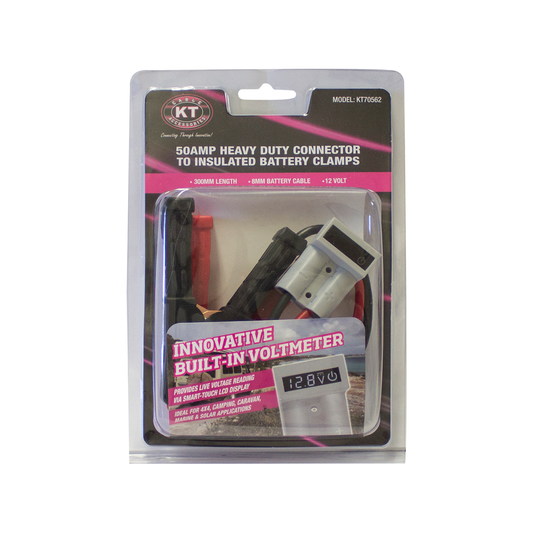 Kt Solar HD Connector - 50A - Voltmeter to Battery Clamps - 300mm - Grey