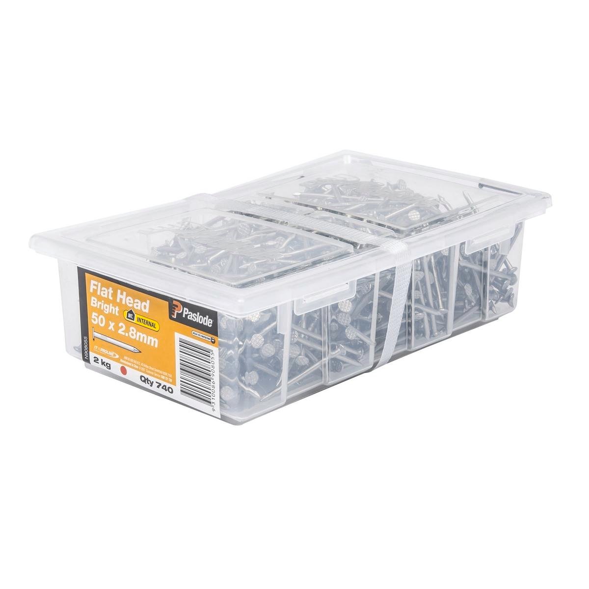Paslode Flat Head Nails 50mm x 2.8mm Bright Steel 740 Pack
