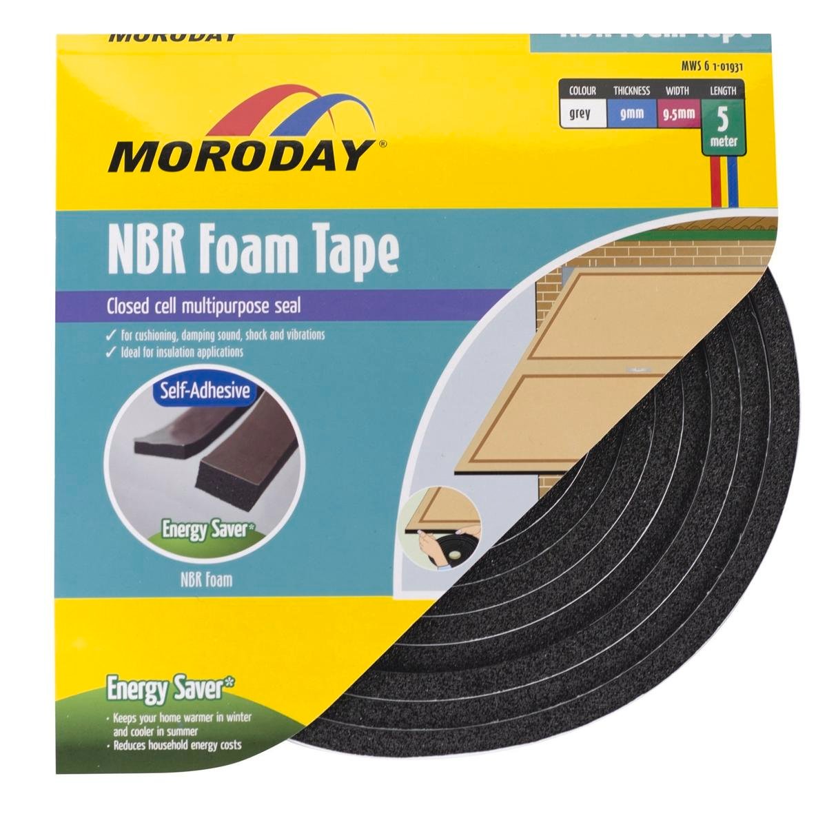 Moroday Foam Tape - 9mm x 5m - NBR - Self Adhesive
