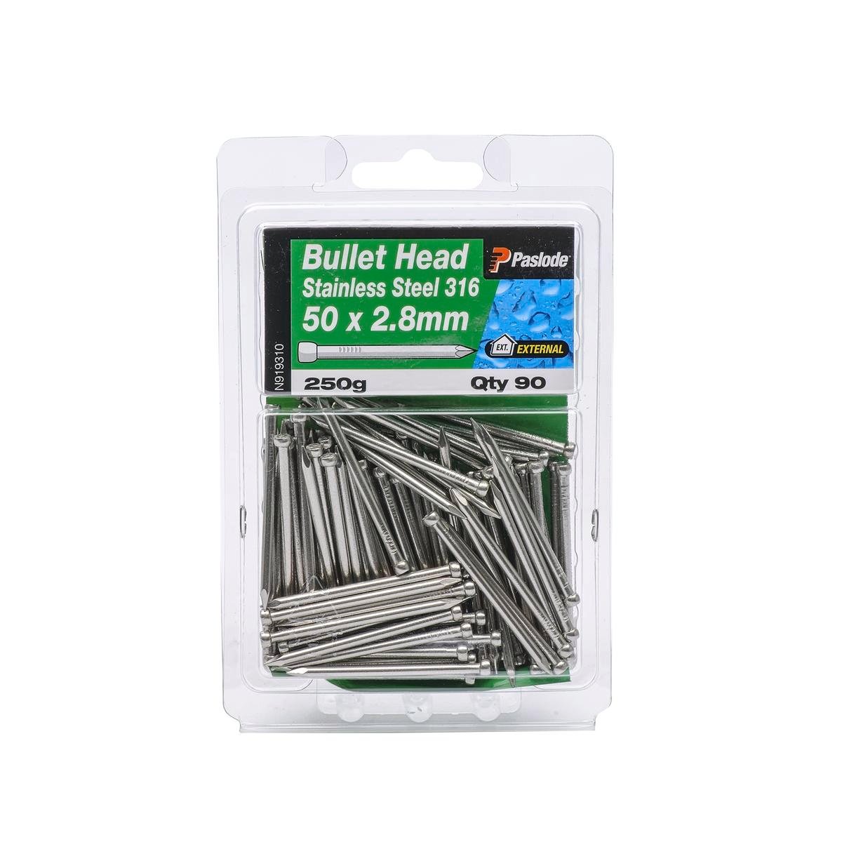 Paslode Bullet Head Nails - 50mm x 2.8mm - Stainless Steel - Corrosion Resistant - 90 Pack