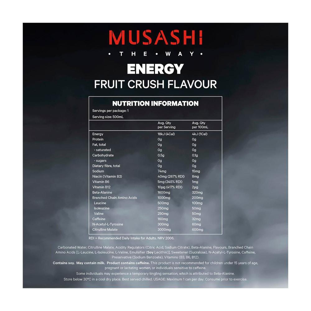 Musashi Energy Drink Fruit Crush - 500mL