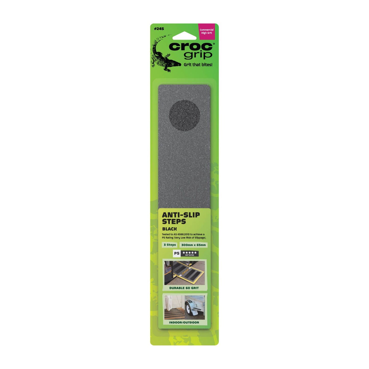 Croc Grip Black Anti-Slip Steps - 300mm x 65mm - 3 Pack