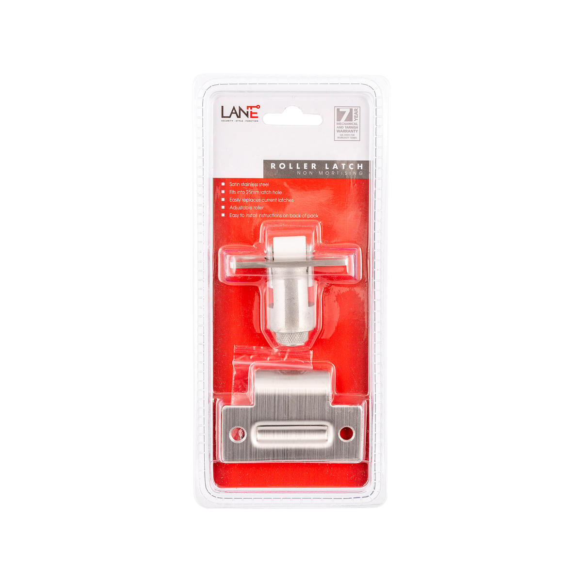 Lane Roller Latch - Brushed Satin Chrome - 27mm - Easy Install