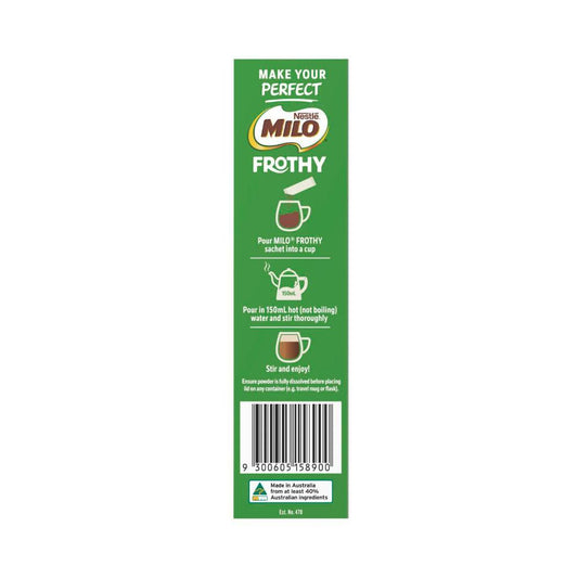 Milo Frothy Instant Hot Chocolate Sachets 8 Pack - 136g