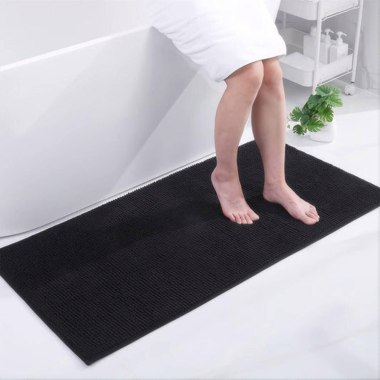 Barelli Chenille Bath Mat 120 x 60cm Black