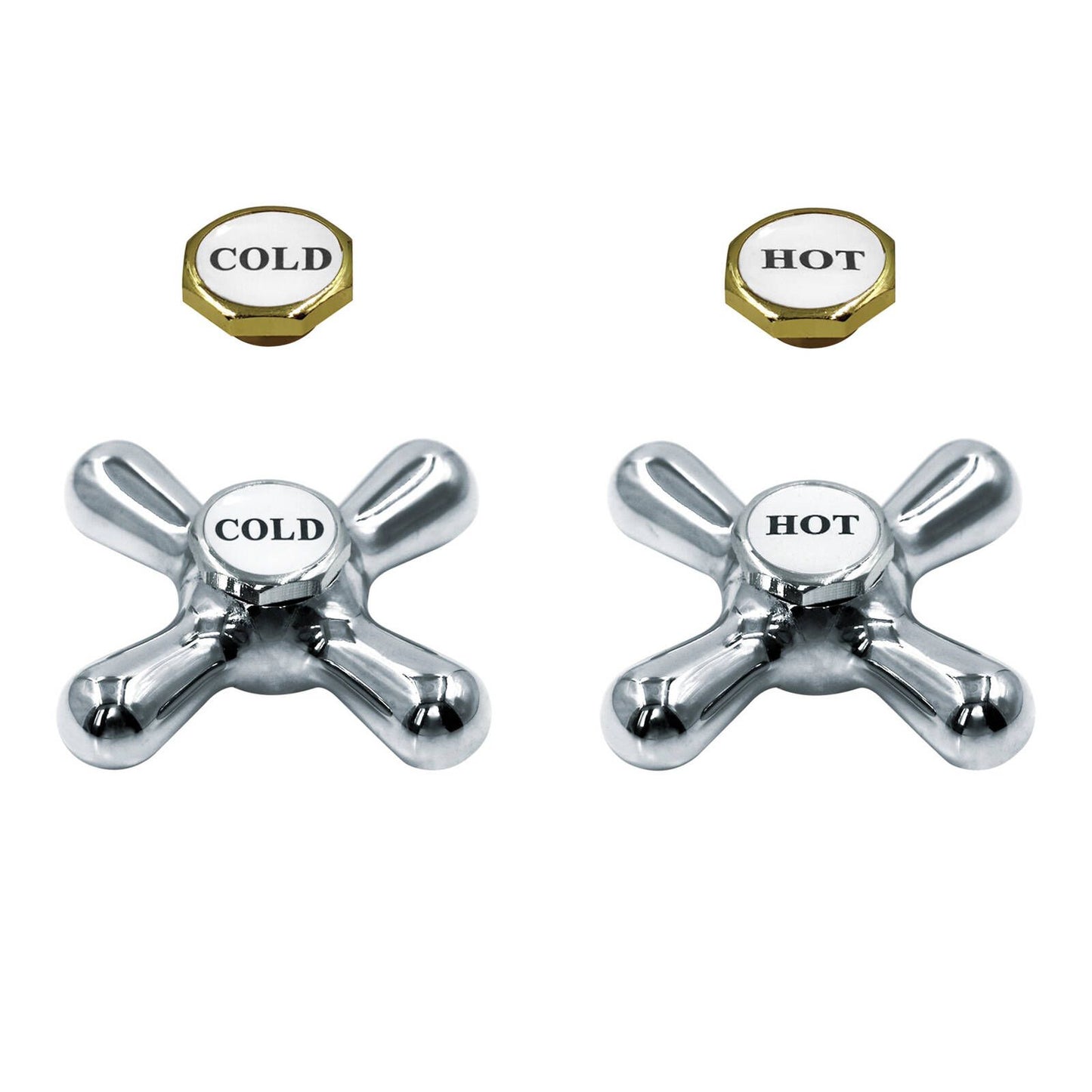 Shaw Mason Chrome Federation Cross Handle - 112 x 179mm - Pair