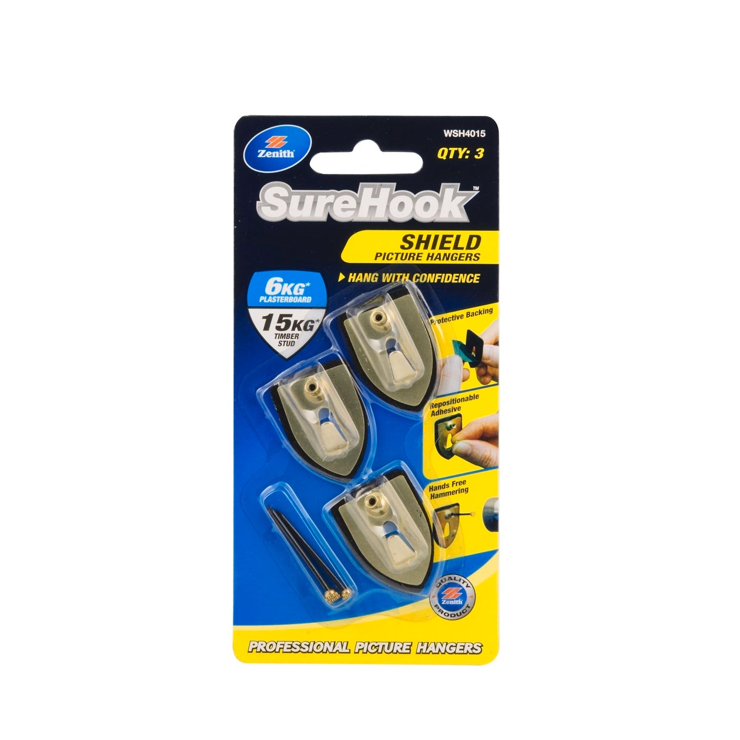 Zenith Shield Picture Hanger - 6kg - 3 Pack
