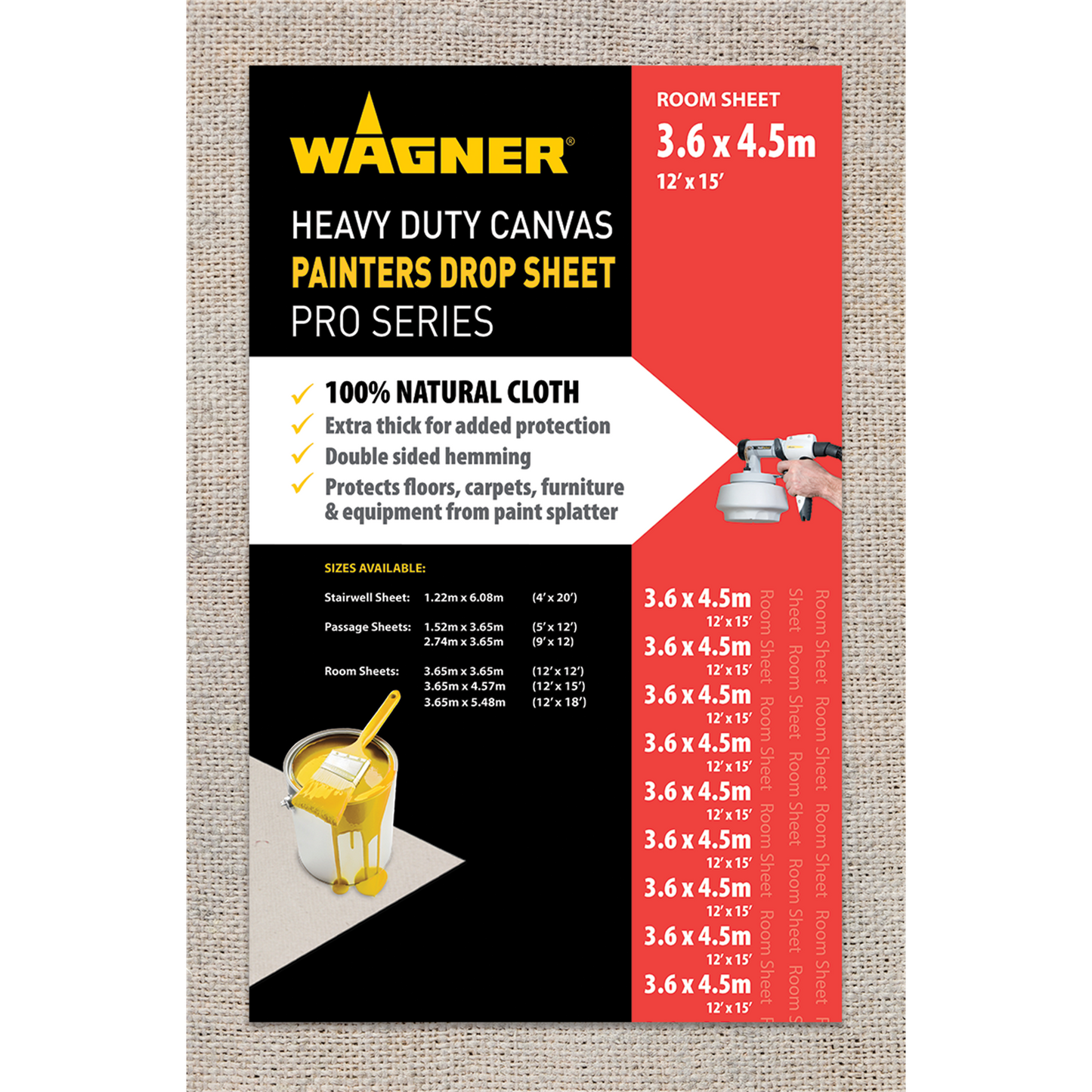 Wagner Heavy Duty Canvas Drop Sheet - 3.65 x 4.57m